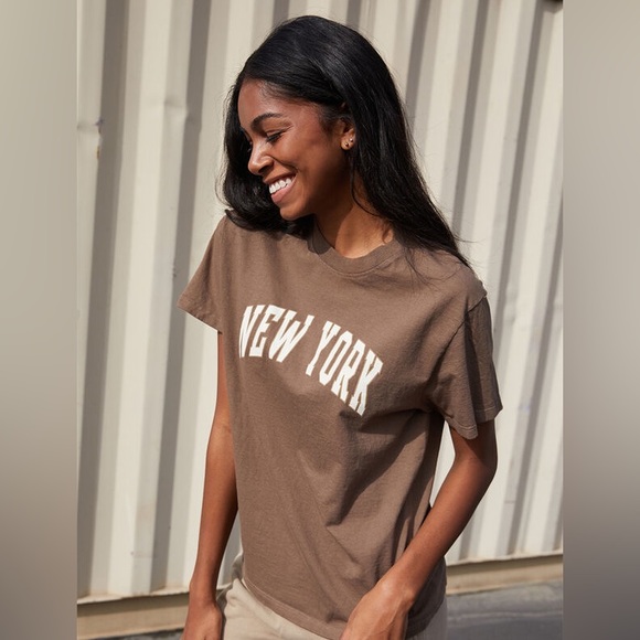 Brandy Melville Tops - John Galt Brown New York T-Shirt